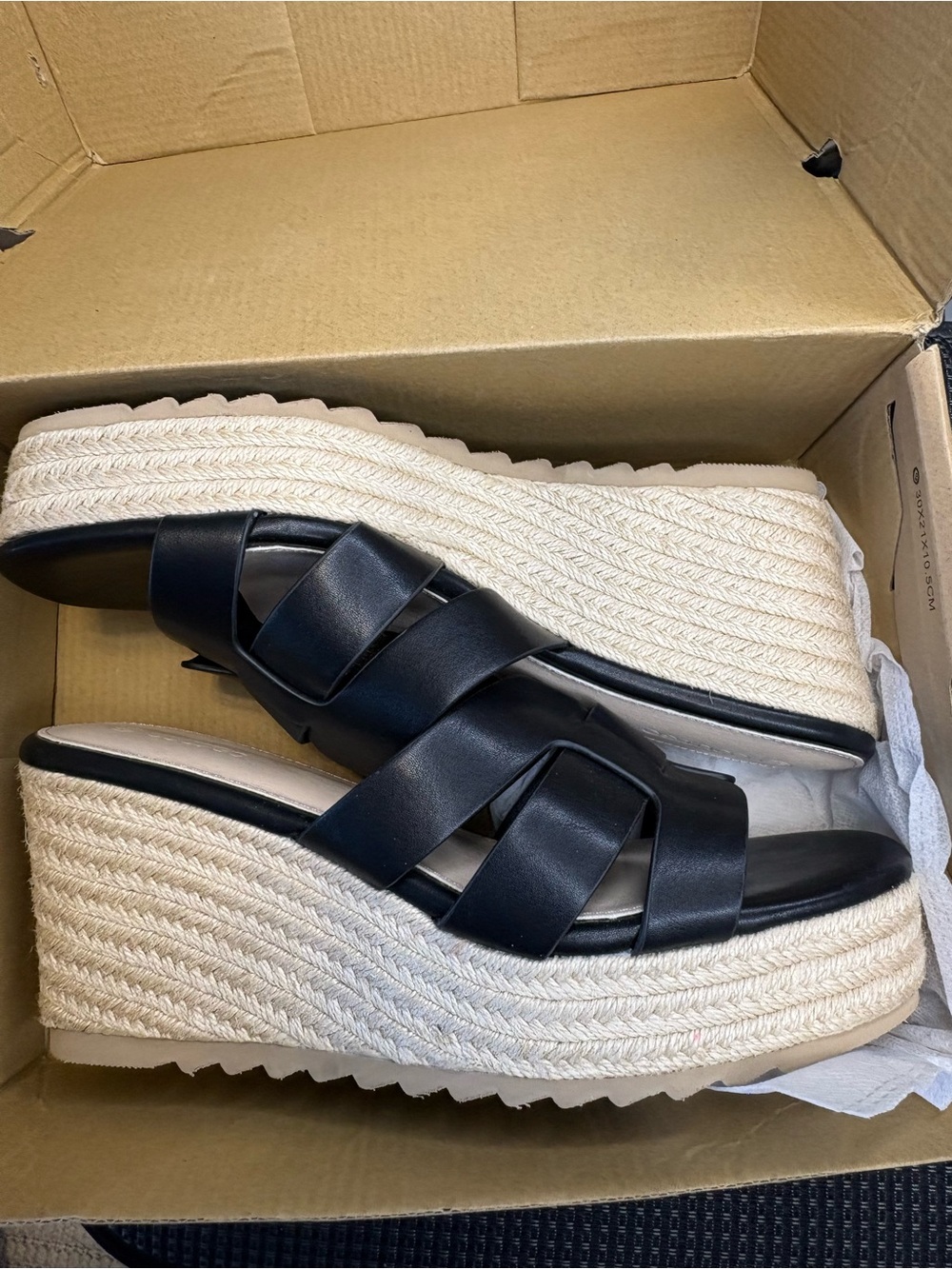 Coutgo Black Wedge Platform Espadrille Open Toe Slide Sandals NWT Size 11 - Picture 2 of 8